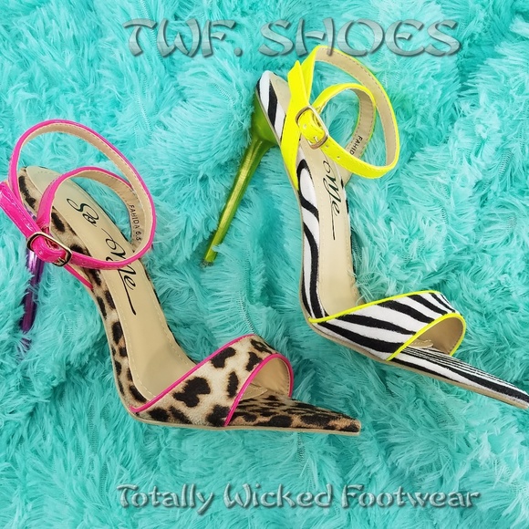 Brand New  Leopard Pink Trim & 4.5" High Heel Shoes Sandals - Picture 8 of 8